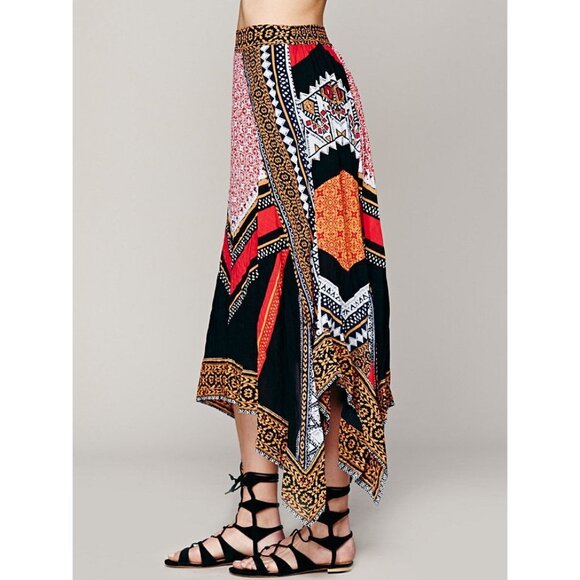 NWT Free People Bohemian Patchwork Handkerchief Hem Midi Skirt - Picture 5 of 16